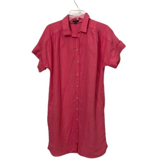 J. Crew Pink Baird McNutt Irish Linen Shirt Dress Womens Size Small Preppy - Picture 1 of 8